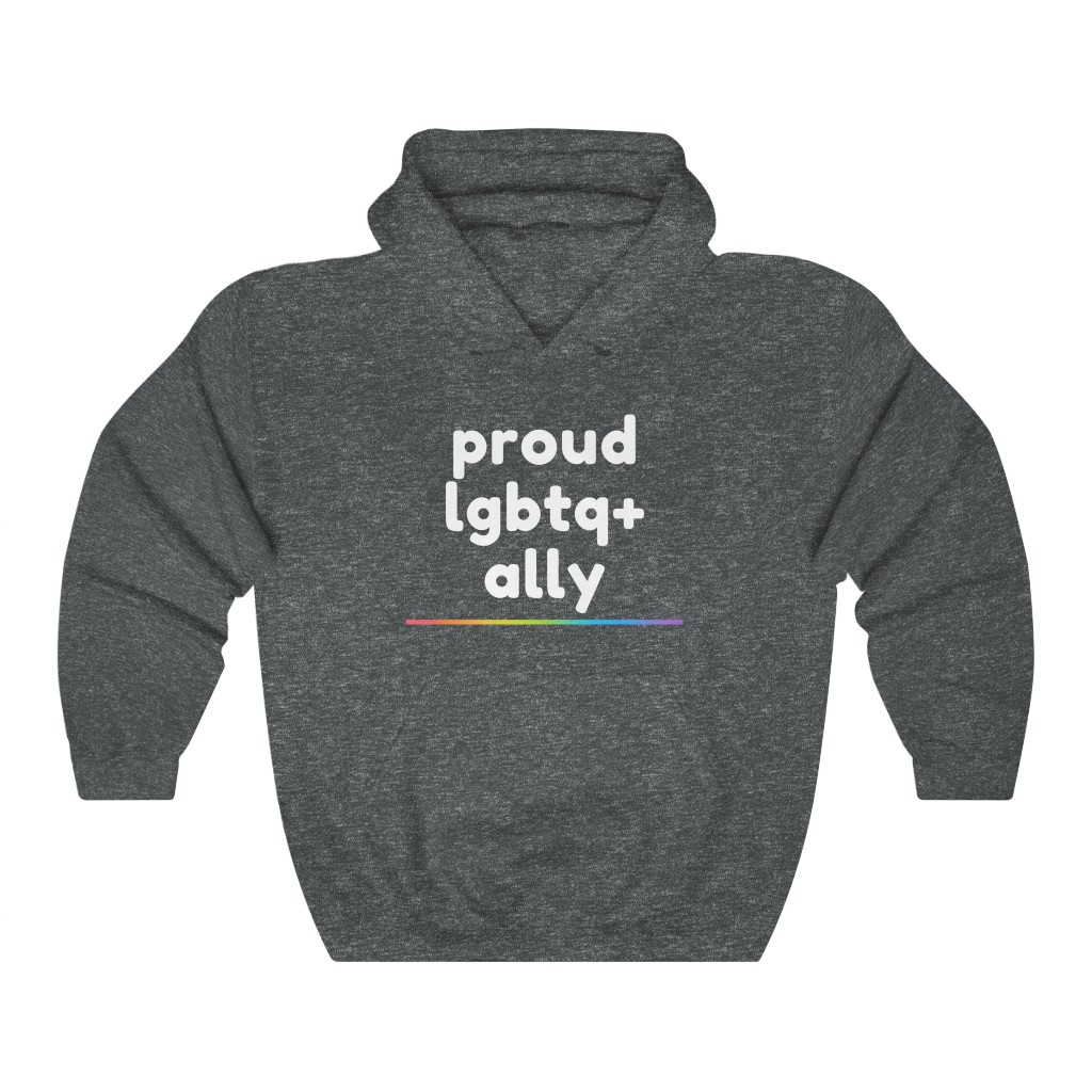 Proud LGBTQ+ Ally Rainbow Sweatshirt | LGBTQ+ Rainbow Ally T-Shirt Gift, Pride Shirt, Love is Love, LGBT Gift Lesbian Gay Bisexual Trans Queer BIPOC Human Rights Rainbow Gift, Soft black blue green - Image 5