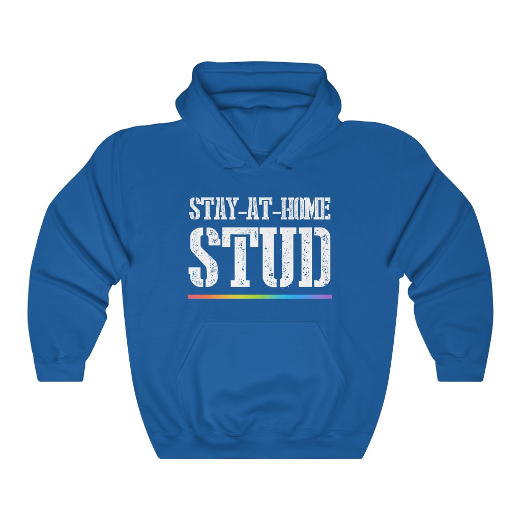 Stay At Home Stud Rainbow Hooded Sweatshirt | LGBTQ+ T-Shirt Gift, Lesbian Femme Stud, Pride Shirt, Love is Love, LGBT Gift Gay Bisexual Trans Queer BIPOC Human Rights Rainbow Gift, Soft black blue green - Image 5