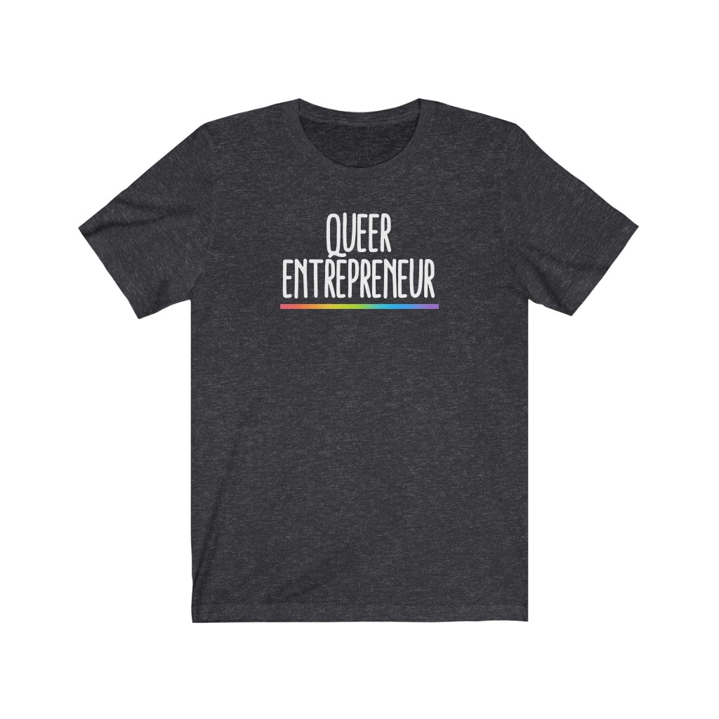 Queer Entrepreneur T-Shirt | LGBT Business Owner Lesbian Gay Bisexual Trans Queer BIPOC Human Rights Rainbow Gift, Soft black blue green - Image 7