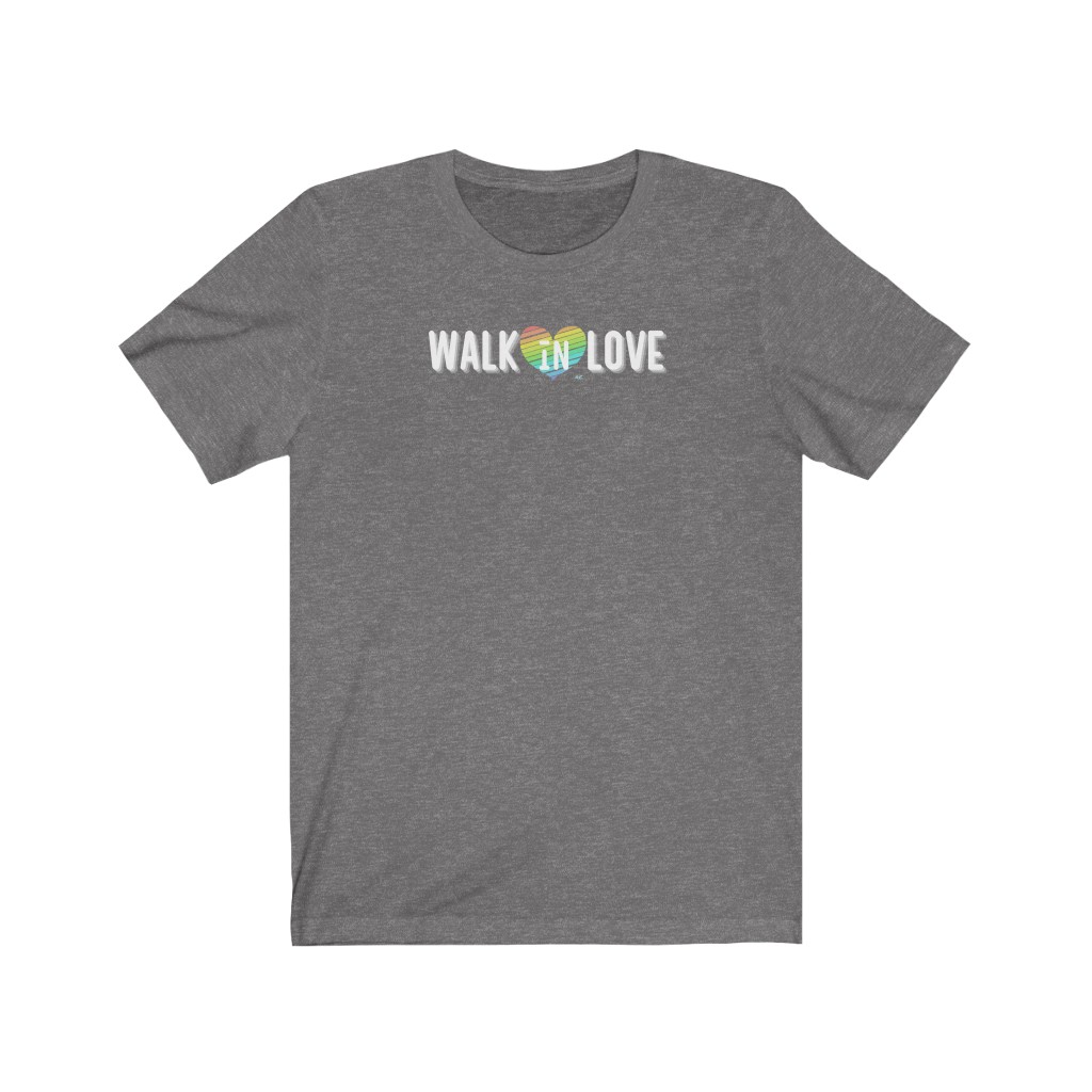 Walk In Love T-Shirt | LGBT Business Owner Lesbian Gay Bisexual Trans Queer BIPOC Human Rights Rainbow Gift, Soft black blue green - Image 3