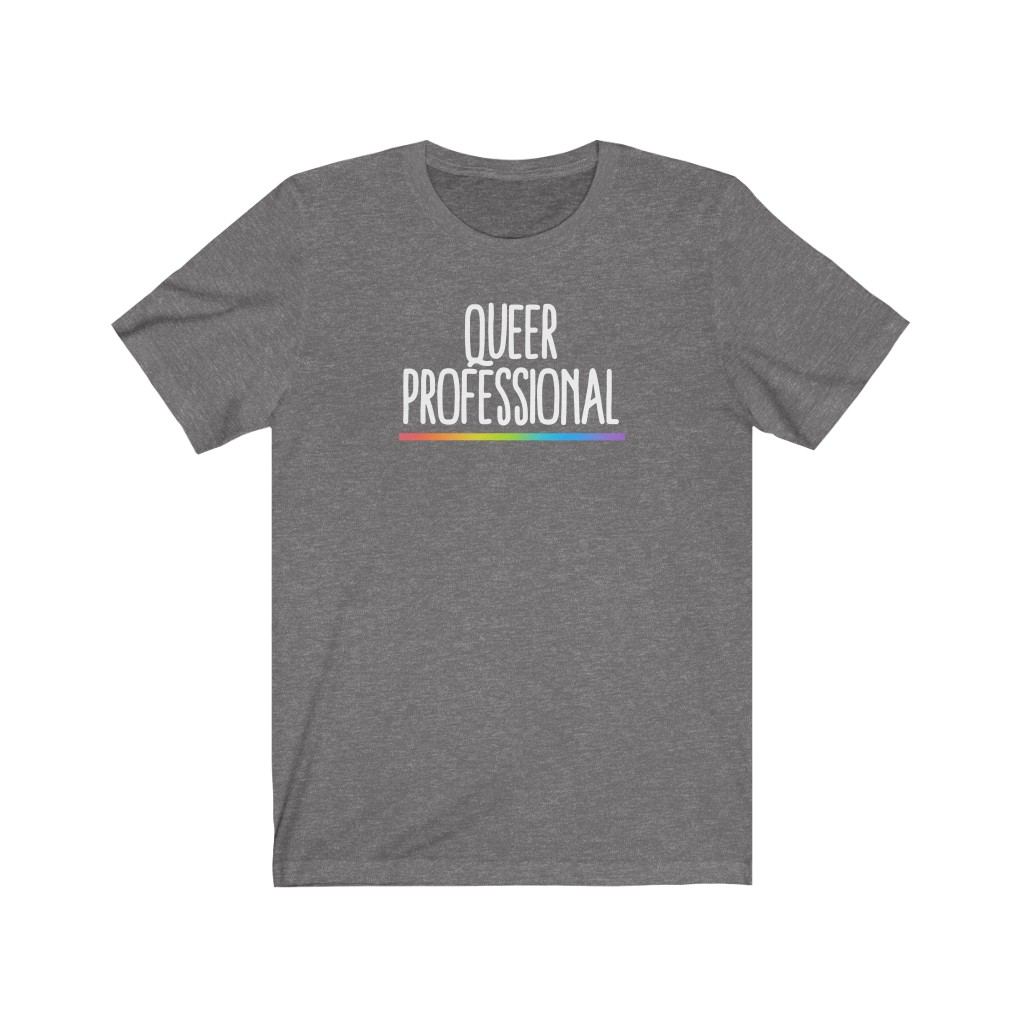 Queer Professional T-Shirt | LGBT Business Owner Lesbian Gay Bisexual Trans Queer BIPOC Human Rights Rainbow Gift, Soft black blue green - Image 2