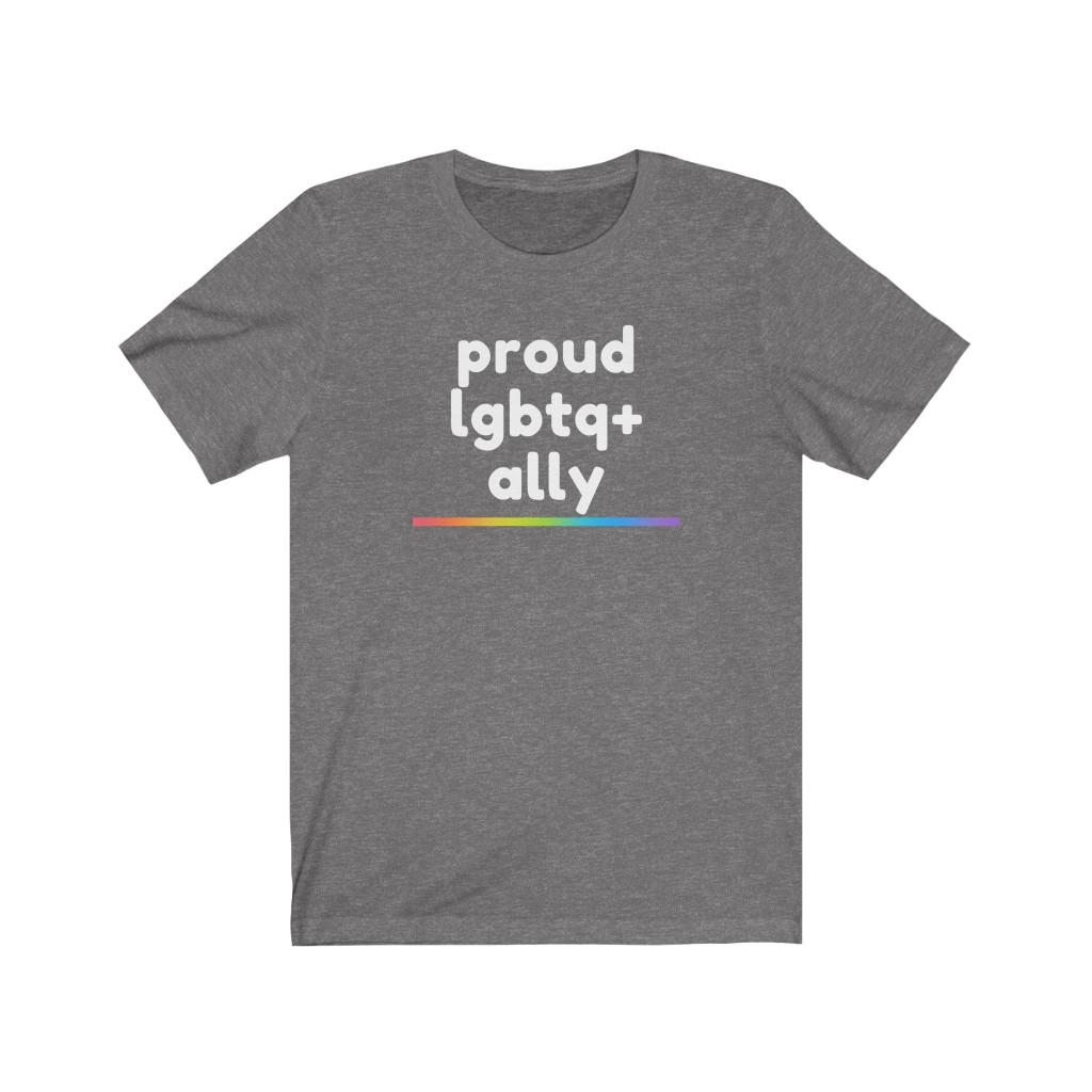 Proud LGBTQ+ Ally Rainbow T-Shirt | LGBTQ+ Rainbow Ally T-Shirt Gift, Pride Shirt, Love is Love, LGBT Gift Lesbian Gay Bisexual Trans Queer BIPOC Human Rights Rainbow Gift, Soft black blue green - Image 2
