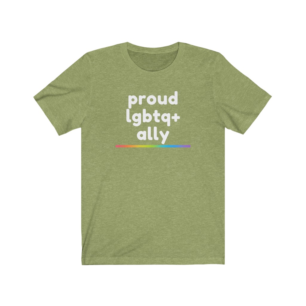 Proud LGBTQ+ Ally Rainbow T-Shirt | LGBTQ+ Rainbow Ally T-Shirt Gift, Pride Shirt, Love is Love, LGBT Gift Lesbian Gay Bisexual Trans Queer BIPOC Human Rights Rainbow Gift, Soft black blue green - Image 4