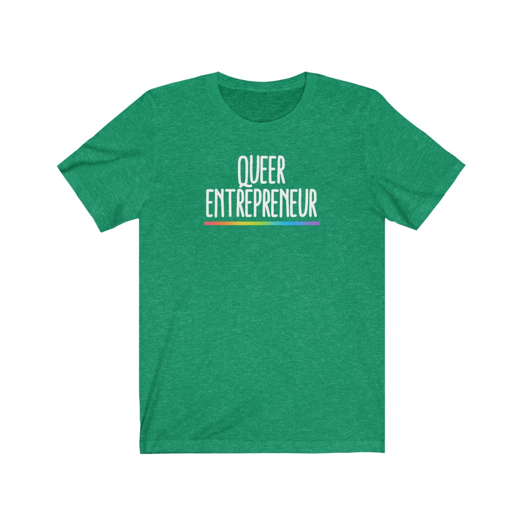 Queer Entrepreneur T-Shirt | LGBT Business Owner Lesbian Gay Bisexual Trans Queer BIPOC Human Rights Rainbow Gift, Soft black blue green - Image 6