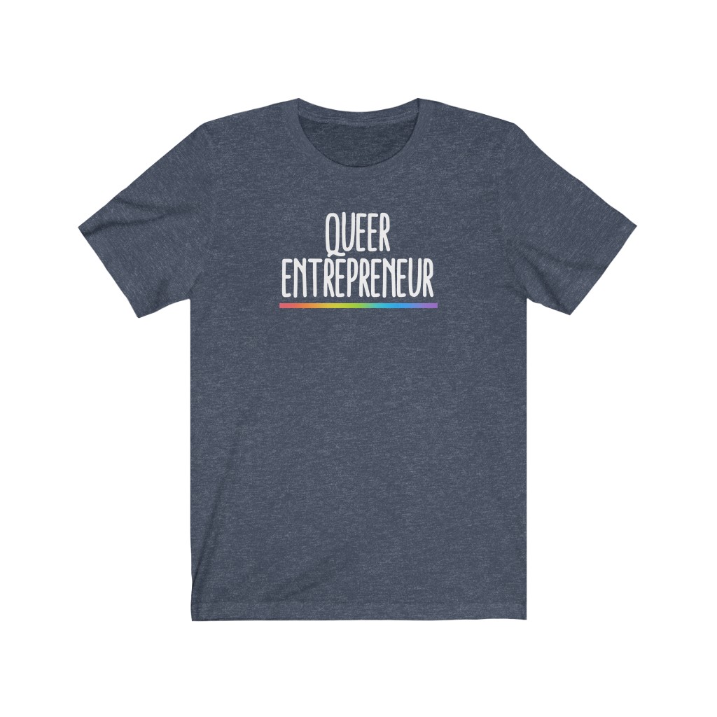 Queer Entrepreneur T-Shirt | LGBT Business Owner Lesbian Gay Bisexual Trans Queer BIPOC Human Rights Rainbow Gift, Soft black blue green - Image 8