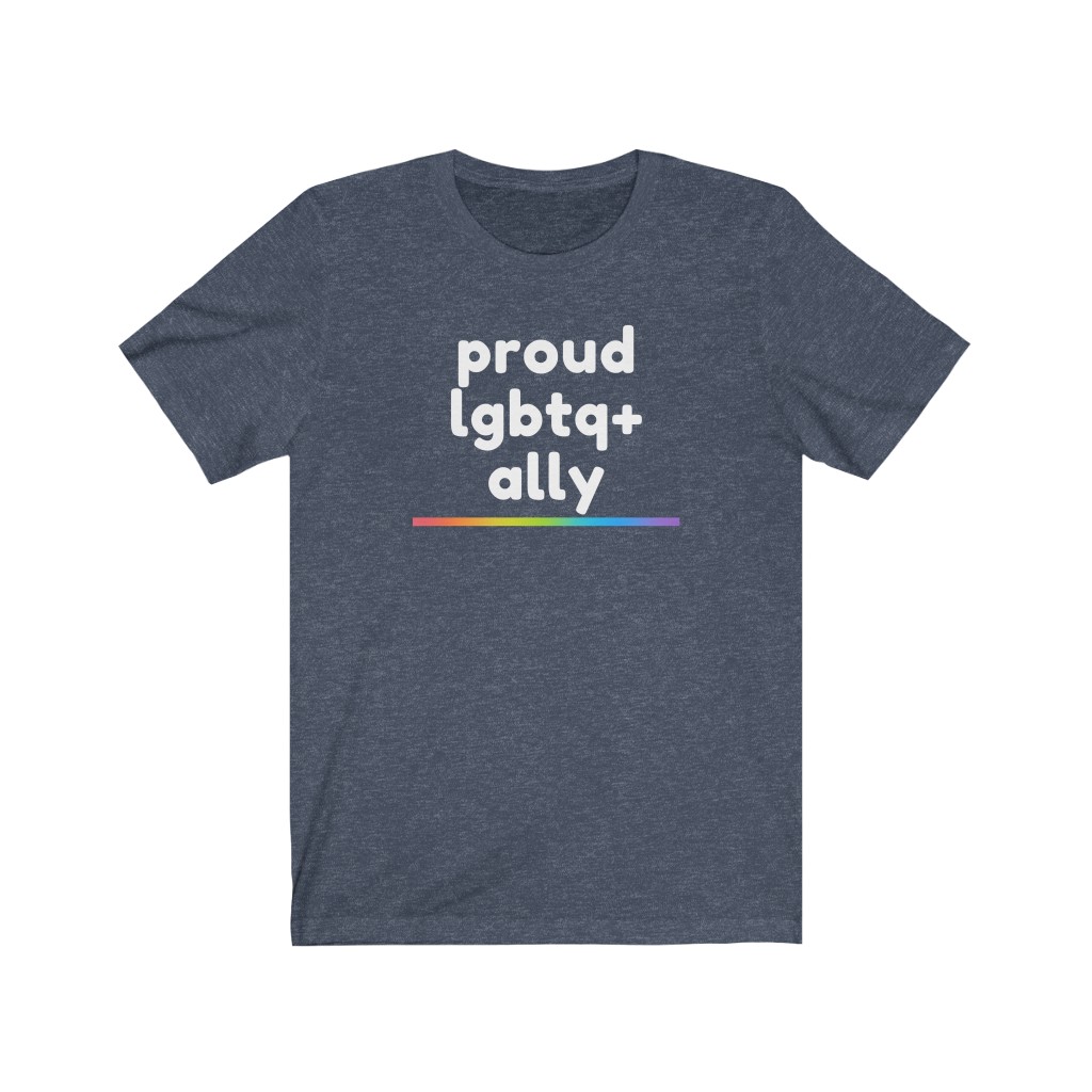 Proud LGBTQ+ Ally Rainbow T-Shirt | LGBTQ+ Rainbow Ally T-Shirt Gift, Pride Shirt, Love is Love, LGBT Gift Lesbian Gay Bisexual Trans Queer BIPOC Human Rights Rainbow Gift, Soft black blue green - Image 7
