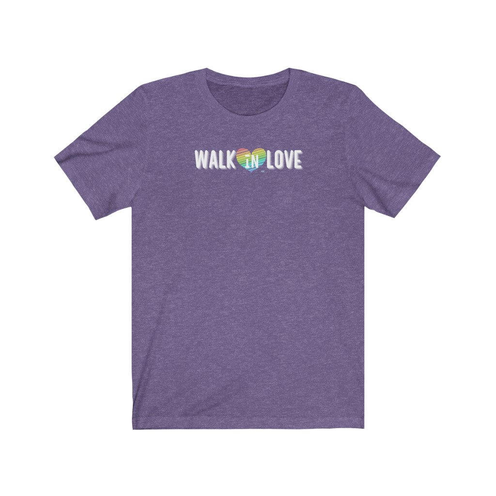 Walk In Love T-Shirt | LGBT Business Owner Lesbian Gay Bisexual Trans Queer BIPOC Human Rights Rainbow Gift, Soft black blue green