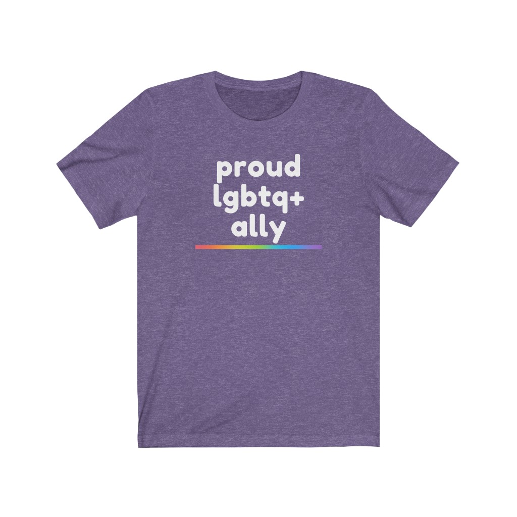 Proud LGBTQ+ Ally Rainbow T-Shirt | LGBTQ+ Rainbow Ally T-Shirt Gift, Pride Shirt, Love is Love, LGBT Gift Lesbian Gay Bisexual Trans Queer BIPOC Human Rights Rainbow Gift, Soft black blue green - Image 8