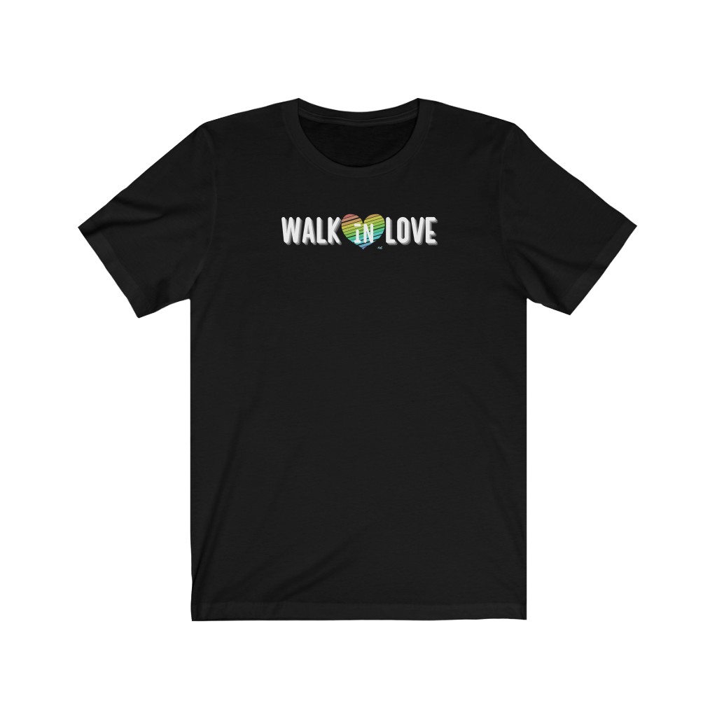 Walk In Love T-Shirt | LGBT Business Owner Lesbian Gay Bisexual Trans Queer BIPOC Human Rights Rainbow Gift, Soft black blue green - Image 4