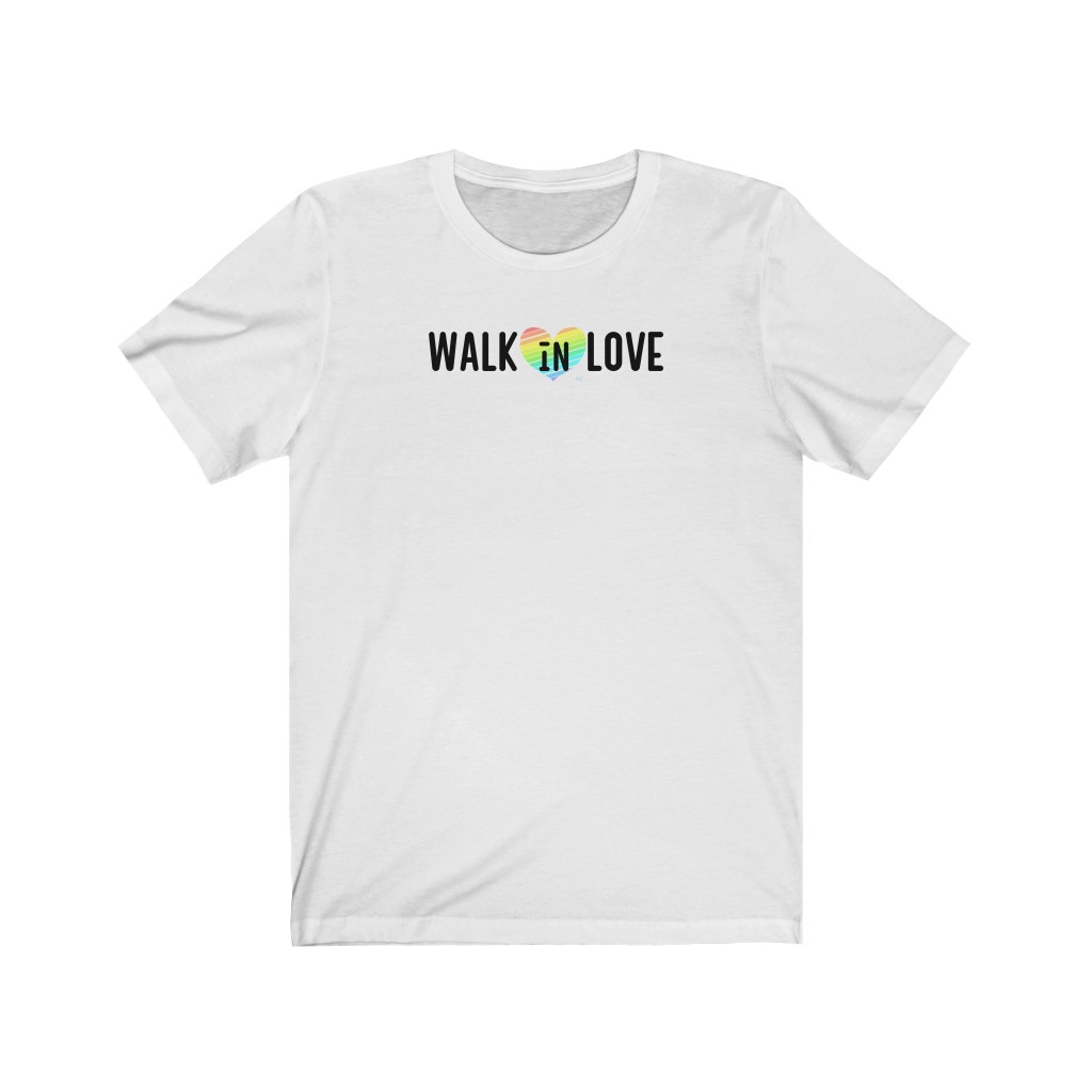 Walk In Love T-Shirt | LGBT Business Owner Lesbian Gay Bisexual Trans Queer BIPOC Human Rights Rainbow Gift, Soft black blue green - Image 2