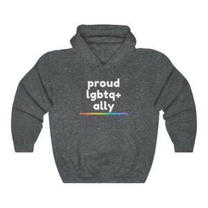 Proud LGBTQ+ Ally Rainbow Sweatshirt | LGBTQ+ Rainbow Ally T-Shirt Gift, Pride Shirt, Love is Love, LGBT Gift Lesbian Gay Bisexual Trans Queer BIPOC Human Rights Rainbow Gift, Soft black blue green