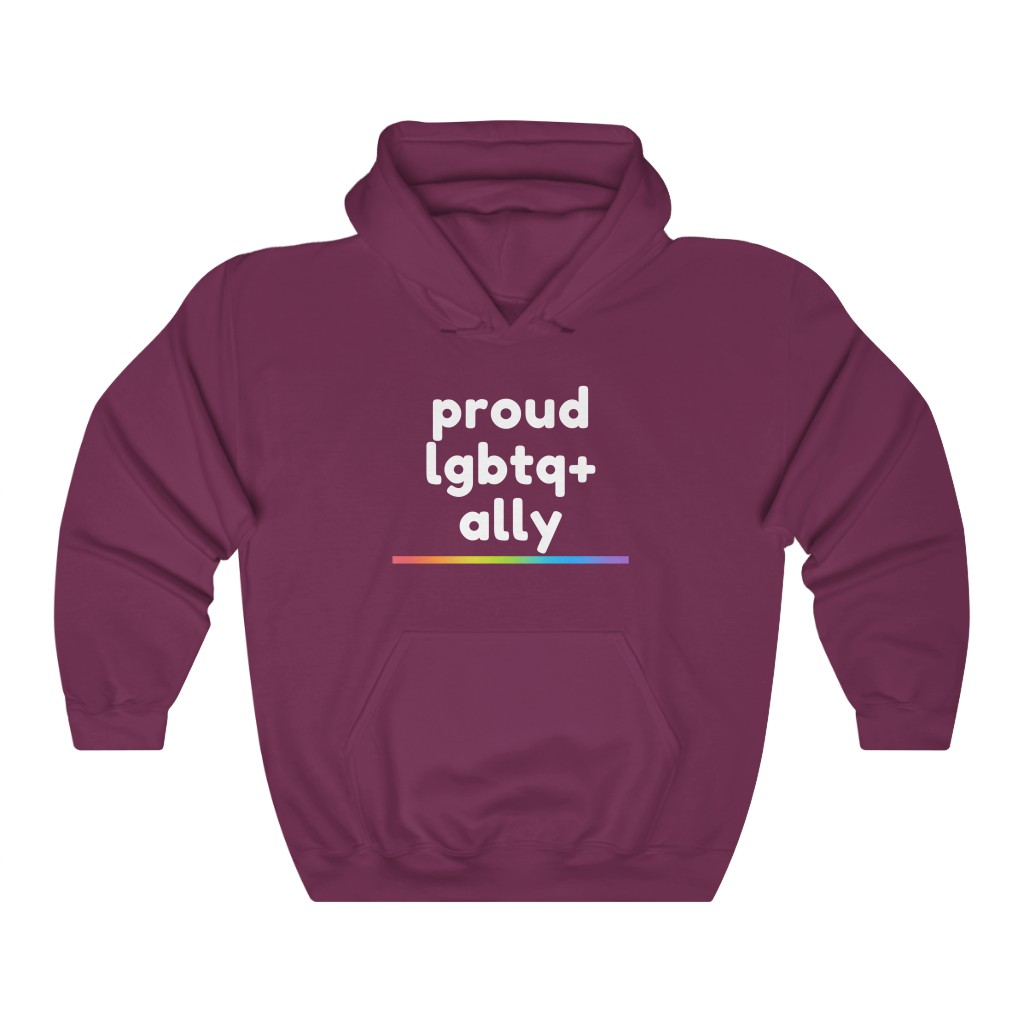 Proud LGBTQ+ Ally Rainbow Sweatshirt | LGBTQ+ Rainbow Ally T-Shirt Gift, Pride Shirt, Love is Love, LGBT Gift Lesbian Gay Bisexual Trans Queer BIPOC Human Rights Rainbow Gift, Soft black blue green - Image 6