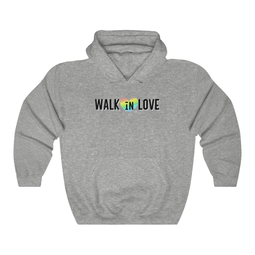 Walk In Love Rainbow Heart Sweatshirt | LGBTQ+ Rainbow Ally Gift, Pride Shirt, Love is Love, LGBT Gift Lesbian Gay Bisexual Trans Queer BIPOC Human Rights Rainbow Gift, Soft black blue green - Image 4