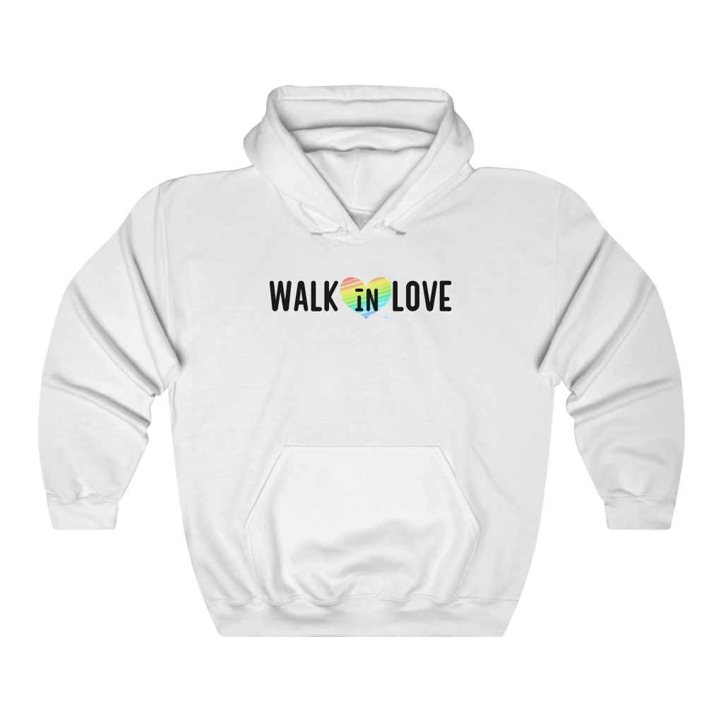 Walk In Love Rainbow Heart Sweatshirt | LGBTQ+ Rainbow Ally Gift, Pride Shirt, Love is Love, LGBT Gift Lesbian Gay Bisexual Trans Queer BIPOC Human Rights Rainbow Gift, Soft black blue green - Image 2