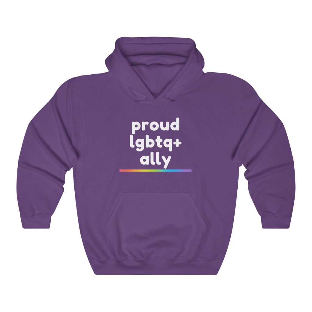 Proud LGBTQ+ Ally Rainbow Sweatshirt | LGBTQ+ Rainbow Ally T-Shirt Gift, Pride Shirt, Love is Love, LGBT Gift Lesbian Gay Bisexual Trans Queer BIPOC Human Rights Rainbow Gift, Soft black blue green - Image 5