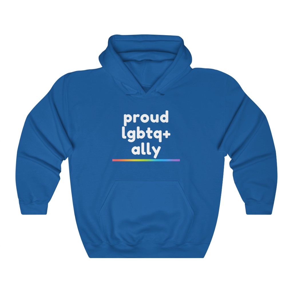 Proud LGBTQ+ Ally Rainbow Sweatshirt | LGBTQ+ Rainbow Ally T-Shirt Gift, Pride Shirt, Love is Love, LGBT Gift Lesbian Gay Bisexual Trans Queer BIPOC Human Rights Rainbow Gift, Soft black blue green - Image 4