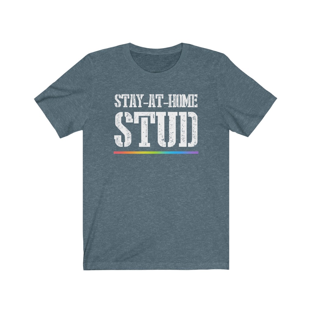 Stay At Home Stud Rainbow T-Shirt | LGBTQ+ T-Shirt Gift, Lesbian Femme Stud, Pride Shirt, Love is Love, LGBT Gift Gay Bisexual Trans Queer BIPOC Human Rights Rainbow Gift, Soft black blue green - Image 7