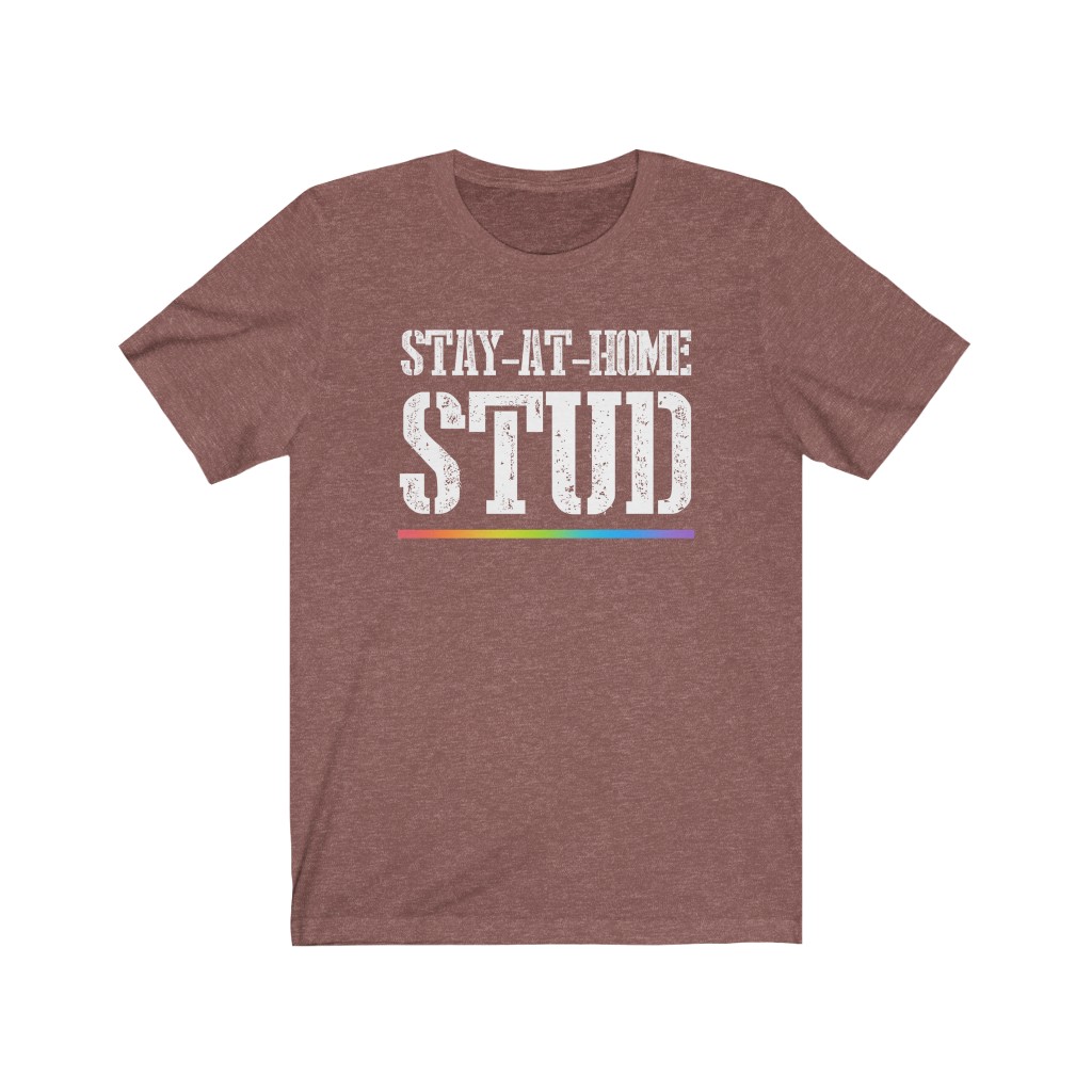 Stay At Home Stud Rainbow T-Shirt | LGBTQ+ T-Shirt Gift, Lesbian Femme Stud, Pride Shirt, Love is Love, LGBT Gift Gay Bisexual Trans Queer BIPOC Human Rights Rainbow Gift, Soft black blue green - Image 2
