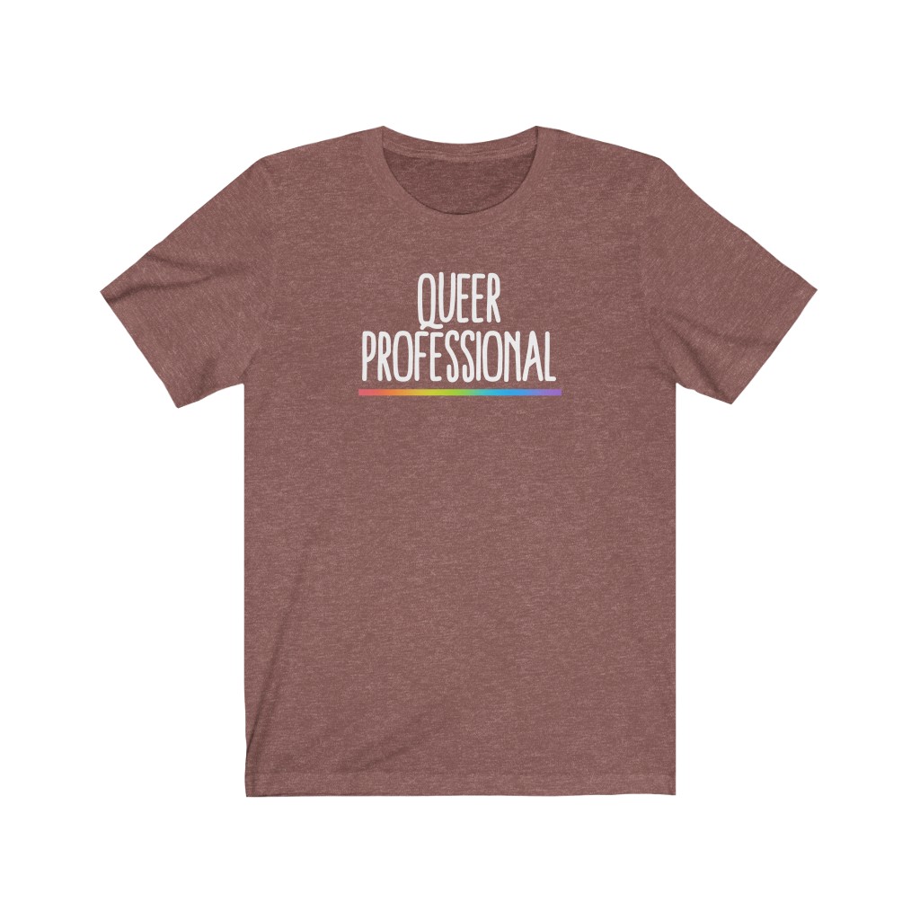 Queer Professional T-Shirt | LGBT Business Owner Lesbian Gay Bisexual Trans Queer BIPOC Human Rights Rainbow Gift, Soft black blue green - Image 3