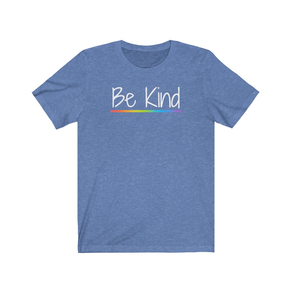 Be Kind Rainbow T-Shirt | LGBTQ+ Rainbow T-Shirt Gift, Pride Shirt, Love is Love, LGBT Gift Lesbian Gay Bisexual Trans Queer BIPOC Human Rights Rainbow Gift, Soft black blue green - Image 6