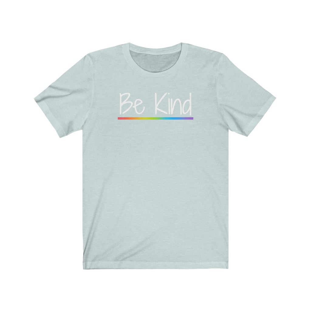 Be Kind Rainbow T-Shirt | LGBTQ+ Rainbow T-Shirt Gift, Pride Shirt, Love is Love, LGBT Gift Lesbian Gay Bisexual Trans Queer BIPOC Human Rights Rainbow Gift, Soft black blue green - Image 5
