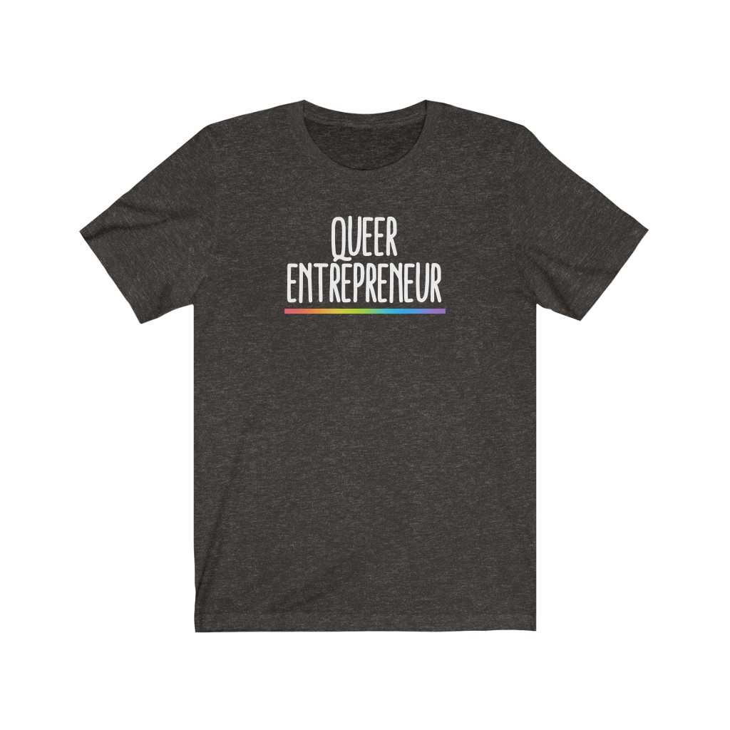 Queer Entrepreneur T-Shirt | LGBT Business Owner Lesbian Gay Bisexual Trans Queer BIPOC Human Rights Rainbow Gift, Soft black blue green - Image 5