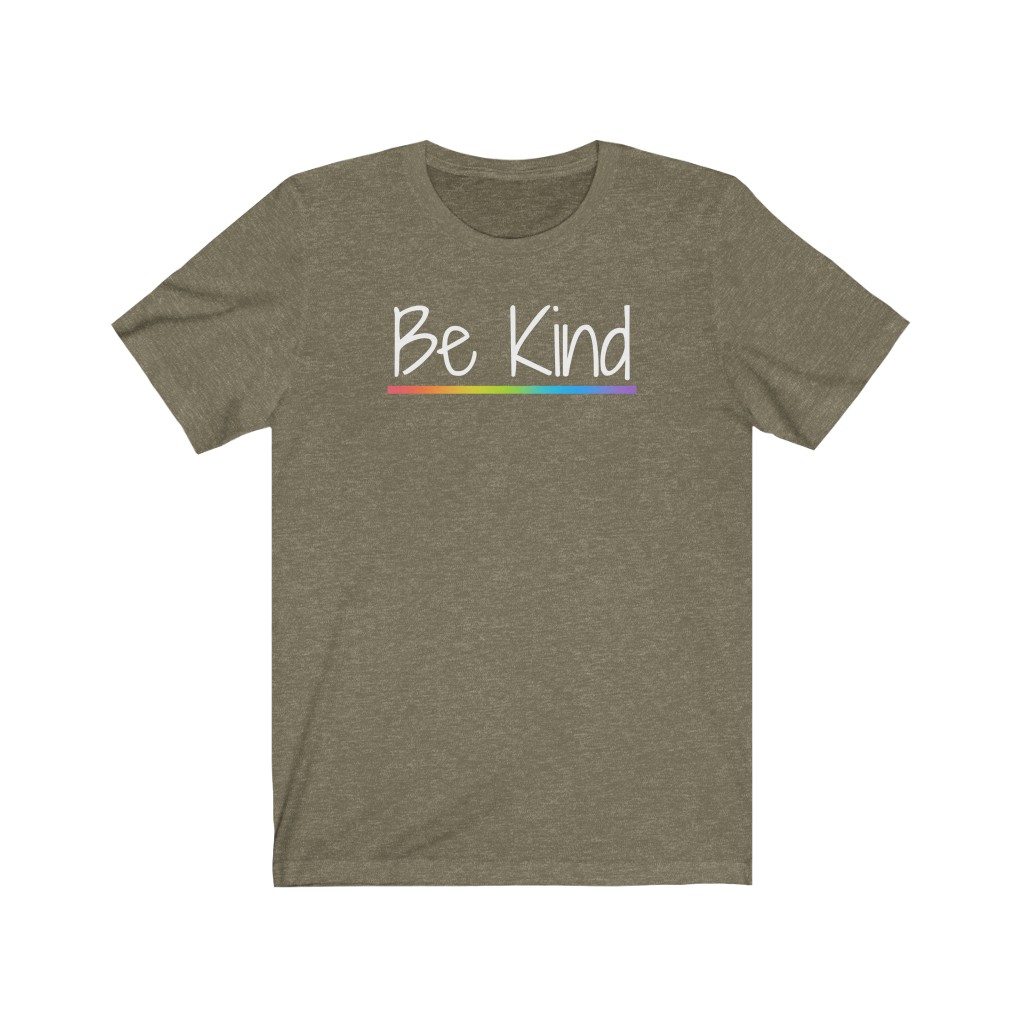Be Kind Rainbow T-Shirt | LGBTQ+ Rainbow T-Shirt Gift, Pride Shirt, Love is Love, LGBT Gift Lesbian Gay Bisexual Trans Queer BIPOC Human Rights Rainbow Gift, Soft black blue green - Image 3