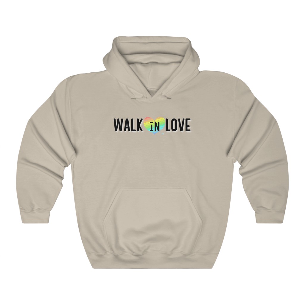 Walk In Love Rainbow Heart Sweatshirt | LGBTQ+ Rainbow Ally Gift, Pride Shirt, Love is Love, LGBT Gift Lesbian Gay Bisexual Trans Queer BIPOC Human Rights Rainbow Gift, Soft black blue green - Image 3