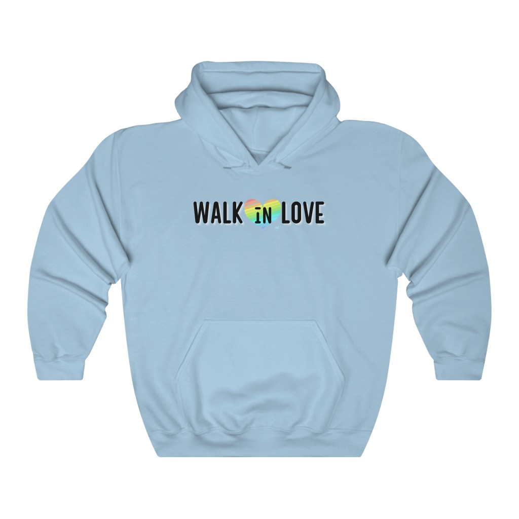 Walk In Love Rainbow Heart Sweatshirt | LGBTQ+ Rainbow Ally Gift, Pride Shirt, Love is Love, LGBT Gift Lesbian Gay Bisexual Trans Queer BIPOC Human Rights Rainbow Gift, Soft black blue green - Image 5