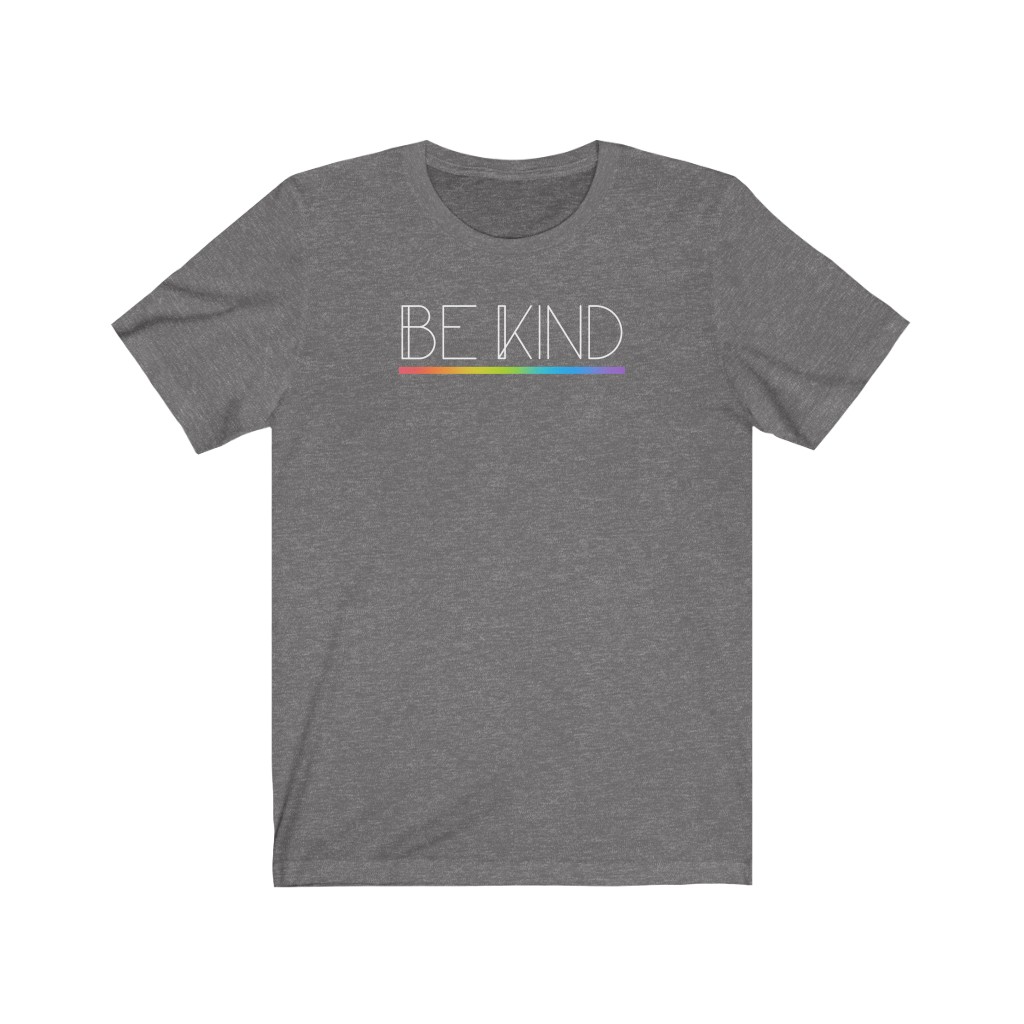 Be Kind Rainbow T-Shirt | LGBTQ+ Rainbow T-Shirt Gift, Pride Shirt, Love is Love, LGBT Gift Lesbian Gay Bisexual Trans Queer BIPOC Human Rights Rainbow Gift, Soft black blue green - Image 2