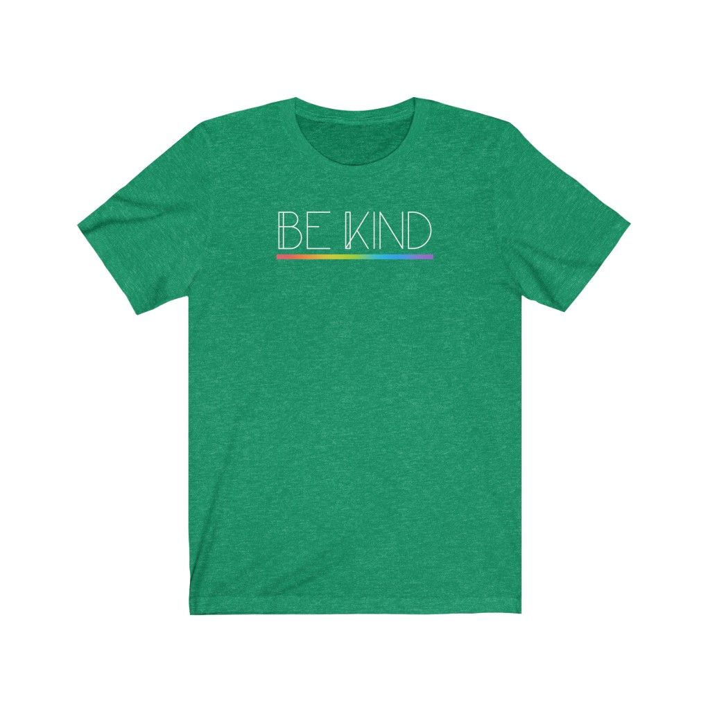 Be Kind Rainbow T-Shirt | LGBTQ+ Rainbow T-Shirt Gift, Pride Shirt, Love is Love, LGBT Gift Lesbian Gay Bisexual Trans Queer BIPOC Human Rights Rainbow Gift, Soft black blue green - Image 6