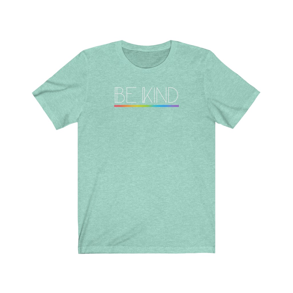 Be Kind Rainbow T-Shirt | LGBTQ+ Rainbow T-Shirt Gift, Pride Shirt, Love is Love, LGBT Gift Lesbian Gay Bisexual Trans Queer BIPOC Human Rights Rainbow Gift, Soft black blue green - Image 5