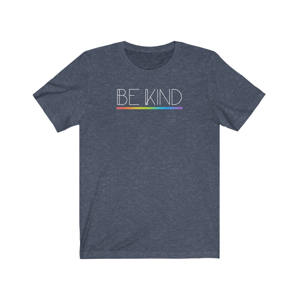 Be Kind Rainbow T-Shirt | LGBTQ+ Rainbow T-Shirt Gift, Pride Shirt, Love is Love, LGBT Gift Lesbian Gay Bisexual Trans Queer BIPOC Human Rights Rainbow Gift, Soft black blue green - Image 8